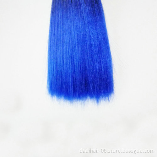 cheap factory price ombre two tone colored straight synthetic hair weave, soft diana synthetic yaki hair pieces raw material